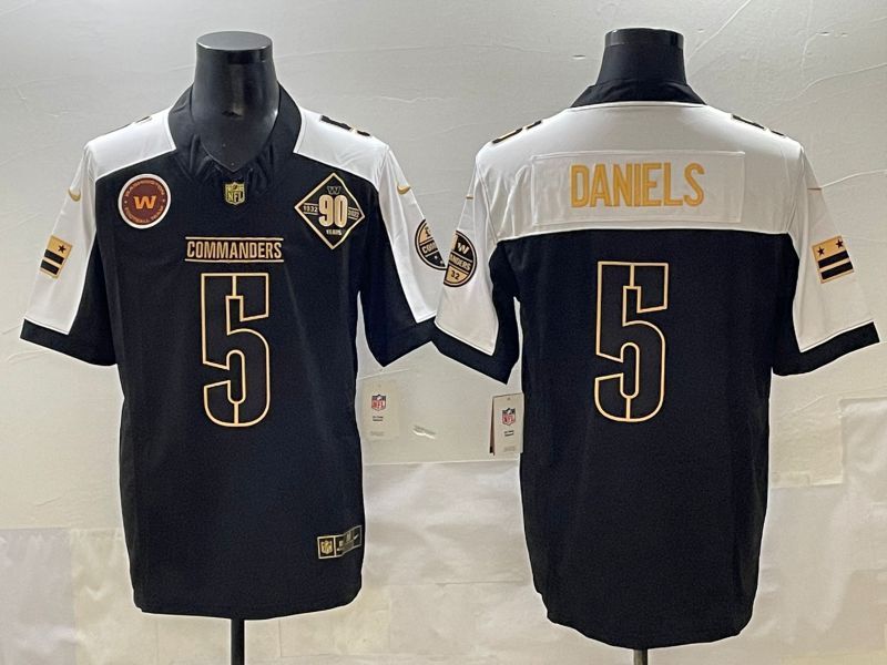 Men 2025 Washington Commanders #5 Daniels Black three generations Nike Limited NFL Jersey style 1->washington commanders->NFL Jersey